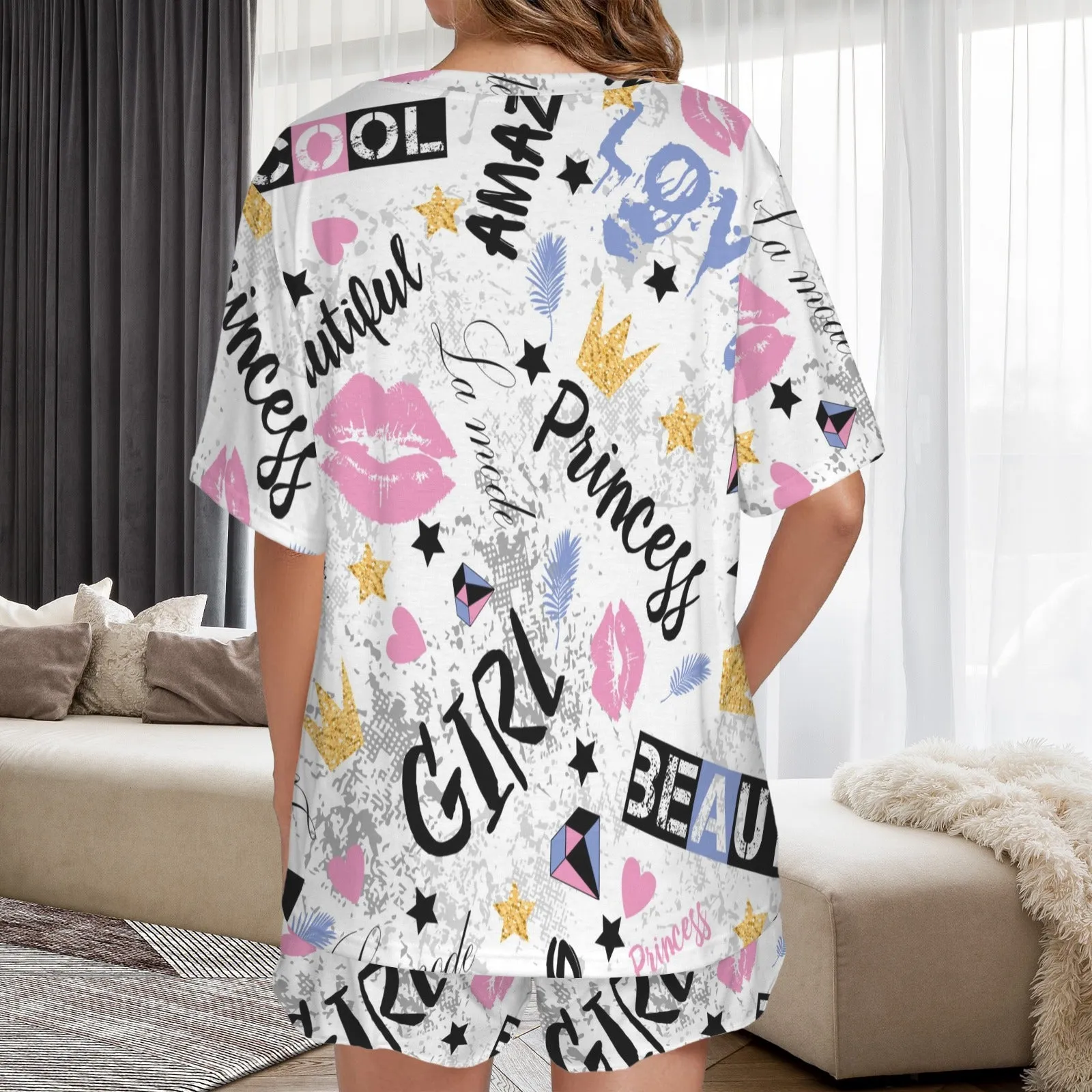 Women's Button String Short Pajama Sets