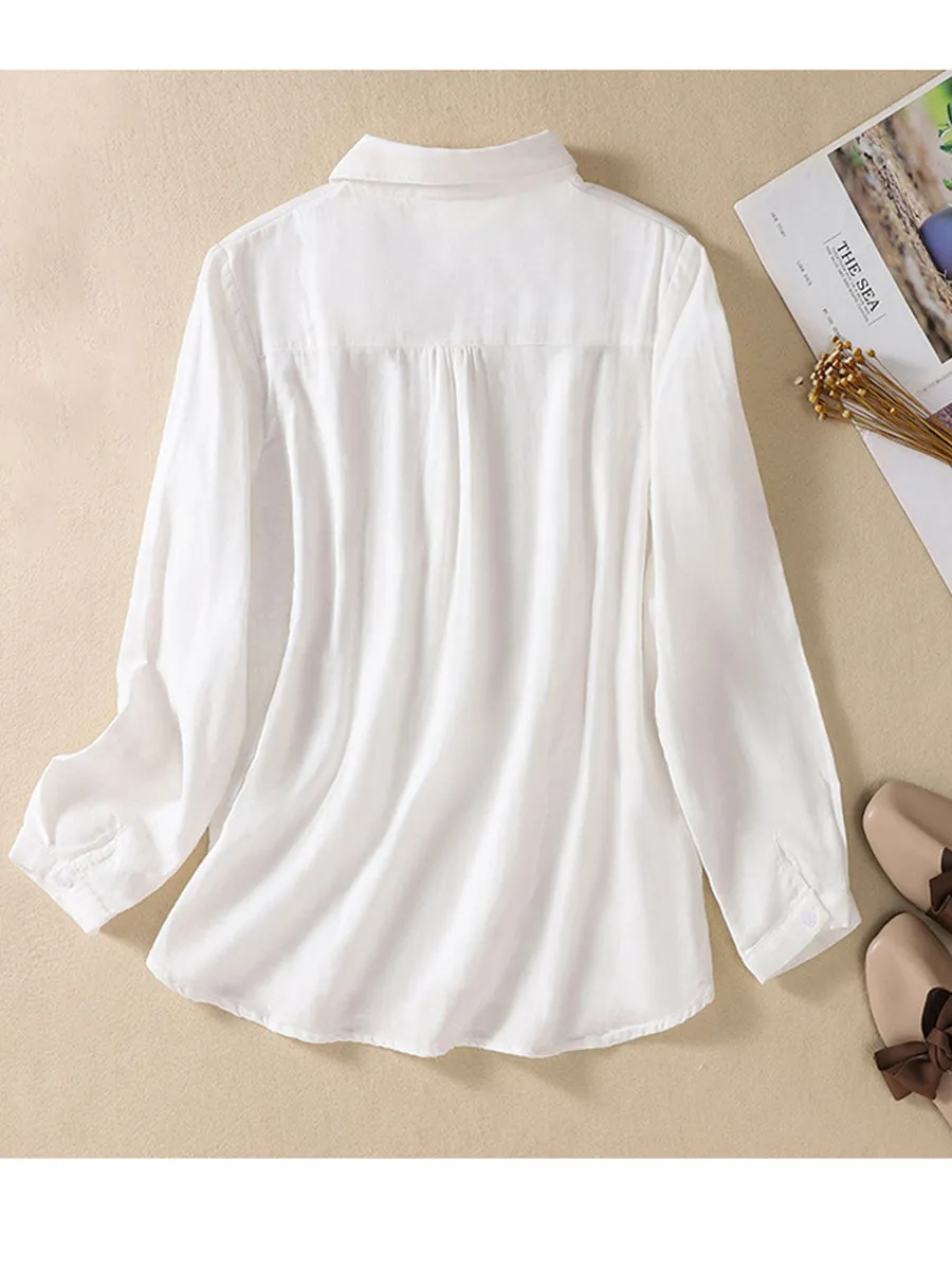 Women's Casual Cotton And Linen Shirt