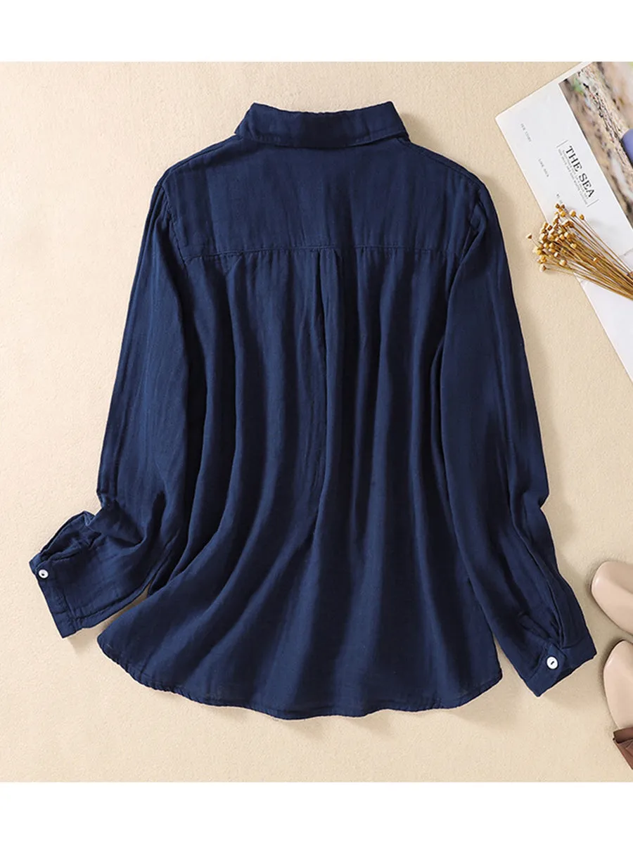 Women's Casual Cotton And Linen Shirt