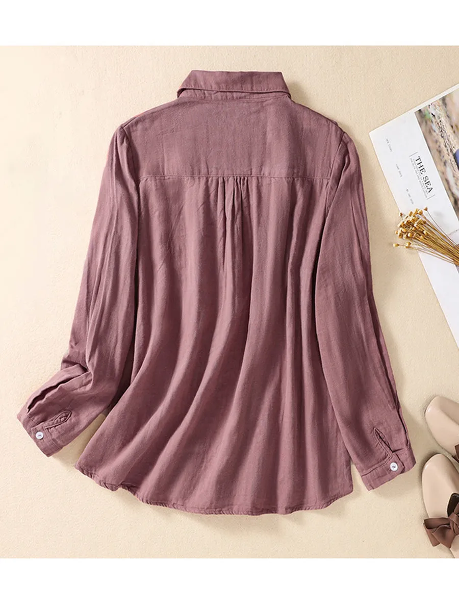 Women's Casual Cotton And Linen Shirt