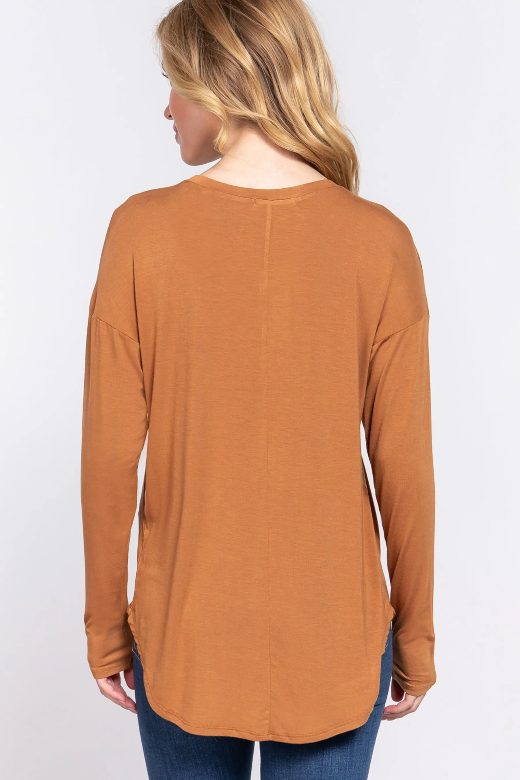 Women's Casual Long Dolman Sleeve Round Neck Tunic Top