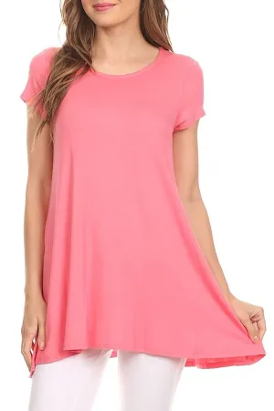 Women's Casual Short Sleeve Tunic Top With Pockets