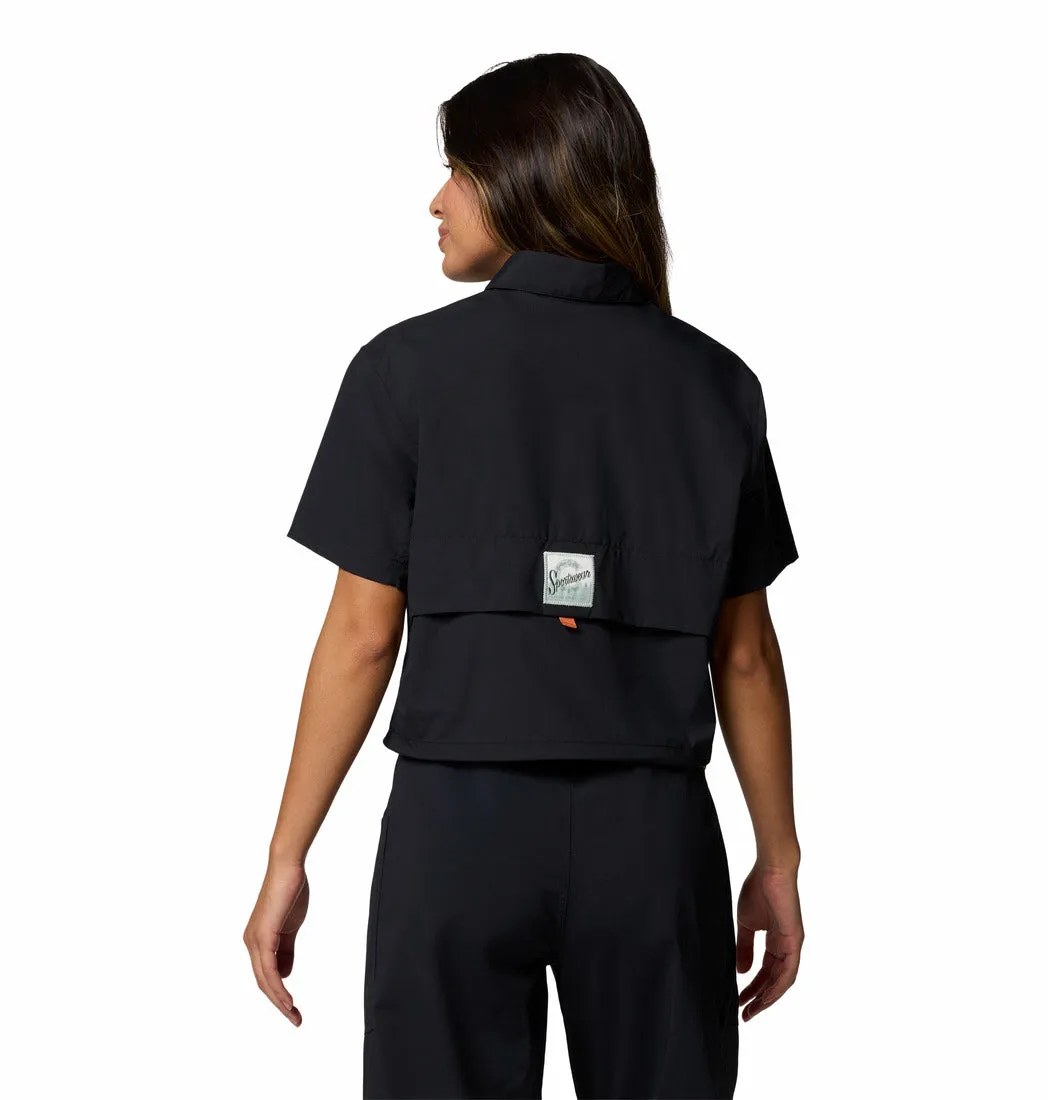 Women's Cove Beach Woven Cropped Short Sleeve Shirt
