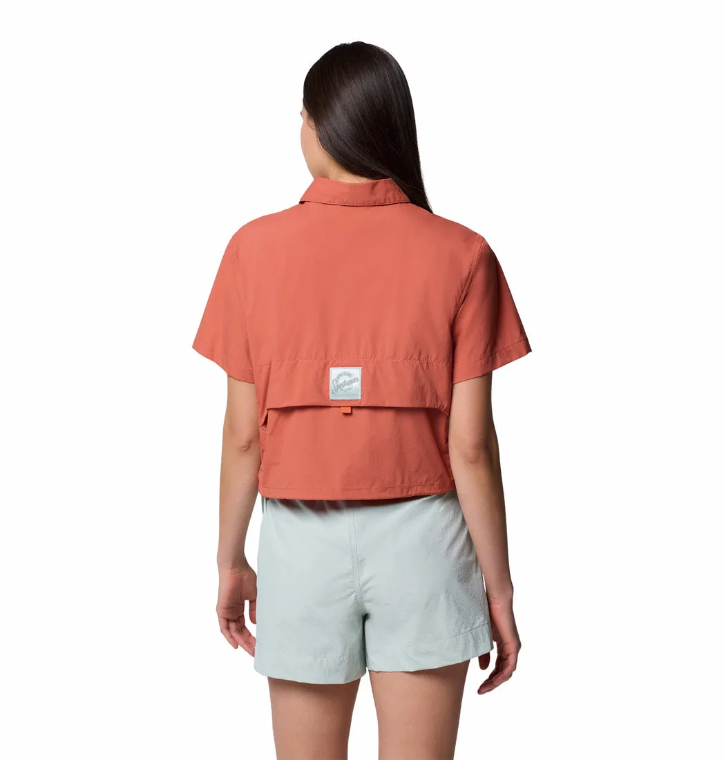 Women's Cove Beach Woven Cropped Short Sleeve Shirt