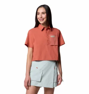 Women's Cove Beach Woven Cropped Short Sleeve Shirt