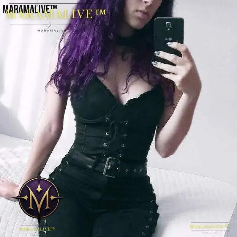 Women's Gothic Short Vest With Spaghetti Straps