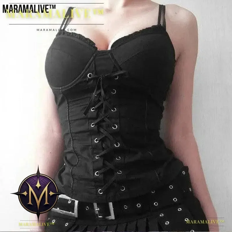 Women's Gothic Short Vest With Spaghetti Straps