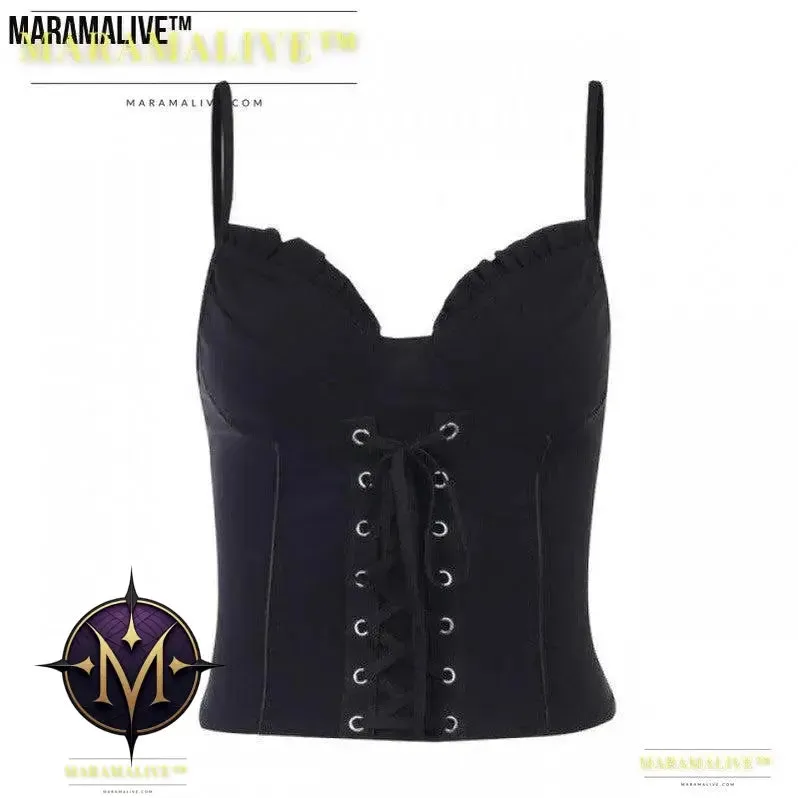 Women's Gothic Short Vest With Spaghetti Straps