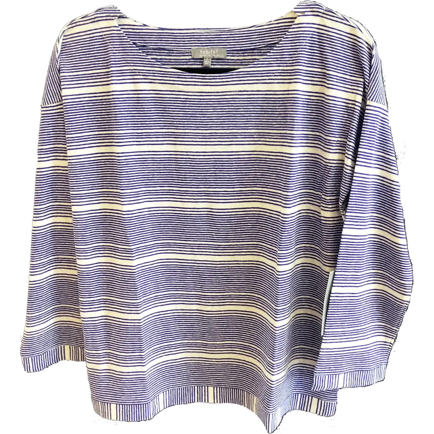 Women's Habitat Boatneck Tee Linen Knit Stripe Royal
