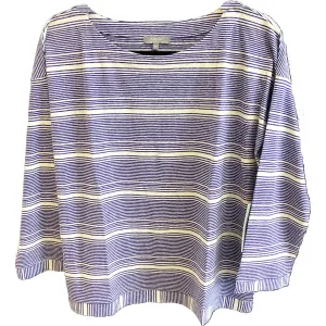 Women's Habitat Boatneck Tee Linen Knit Stripe Royal