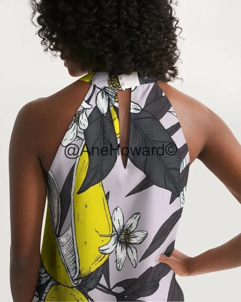 Women's Halter Dress Lemon Tree
