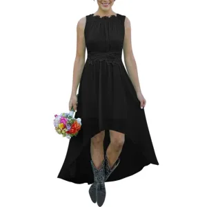 Women's High Low Lace Chiffon Wedding Country Bridesmaid Dresses