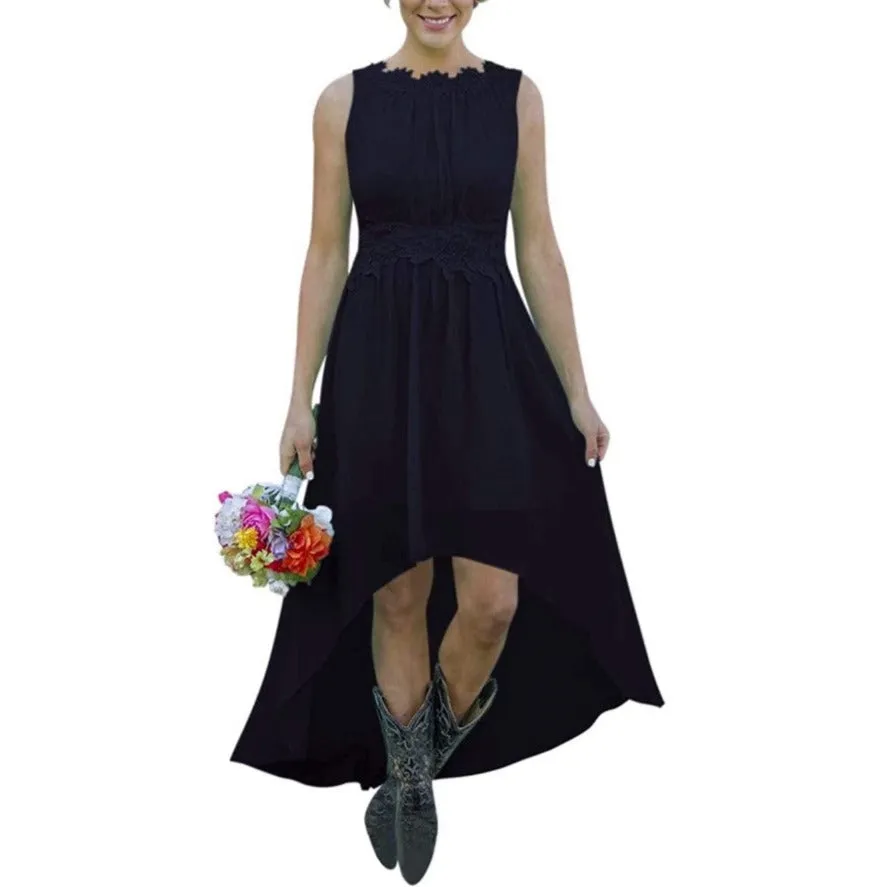 Women's High Low Lace Chiffon Wedding Country Bridesmaid Dresses