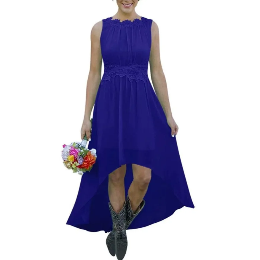 Women's High Low Lace Chiffon Wedding Country Bridesmaid Dresses