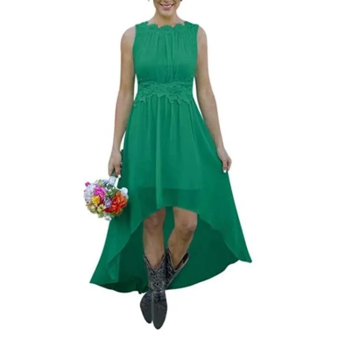 Women's High Low Lace Chiffon Wedding Country Bridesmaid Dresses