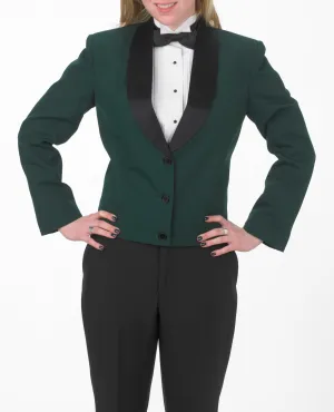 Women's Hunter Green Eton Jacket with Black Satin Shawl Lapel