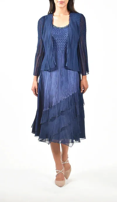 Women's Komarov | Chiffon Dress with Matching Jacket | Navy Blue