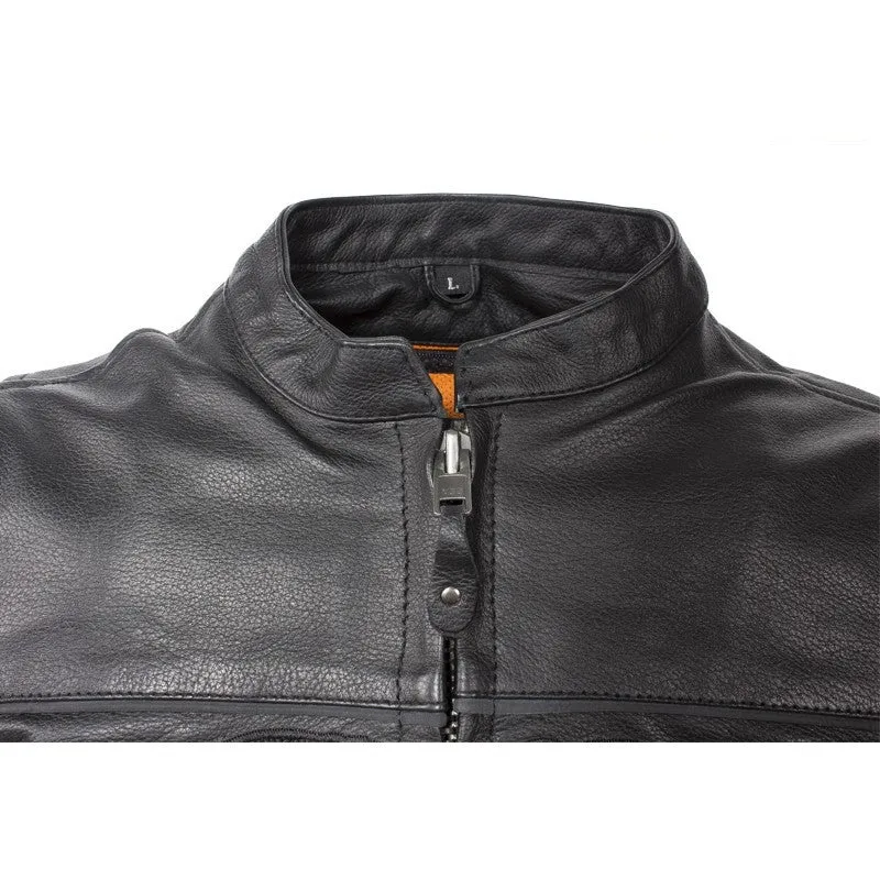 Women's Leather Motorcycle Jacket With Reflective Skulls