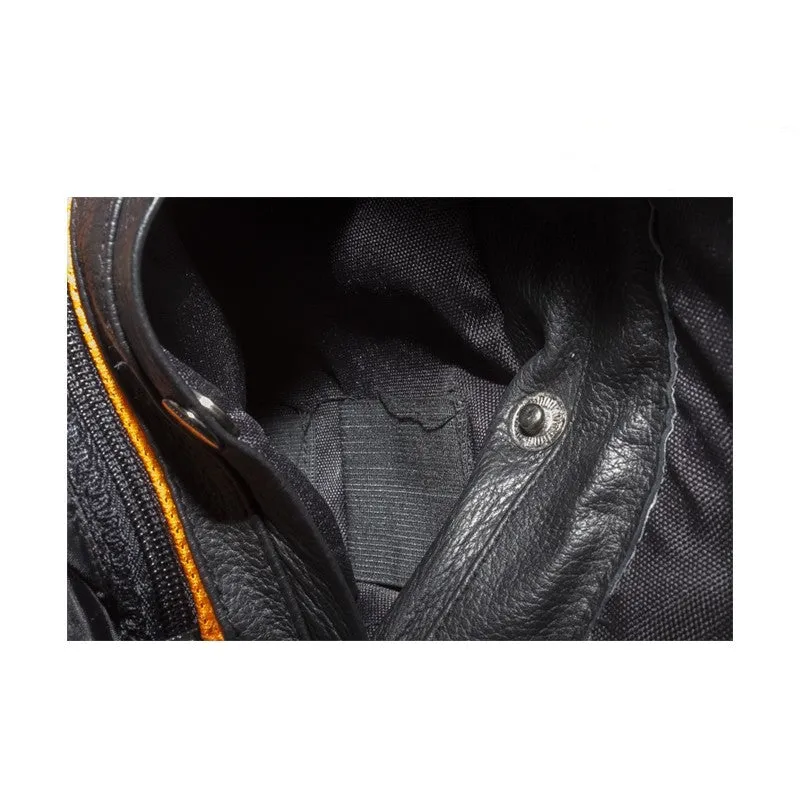 Women's Leather Motorcycle Jacket With Reflective Skulls