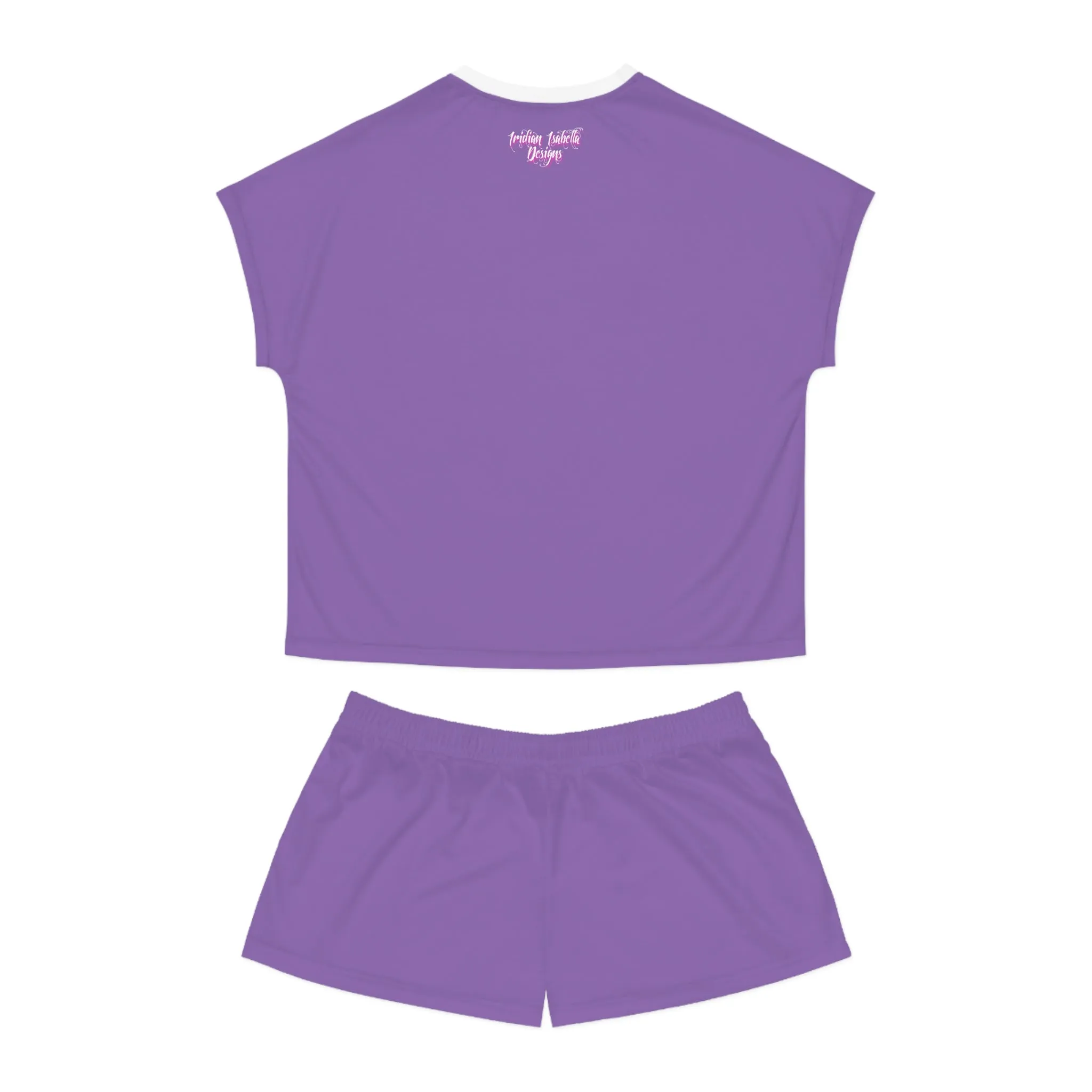Women's Light Purple & White Giraffe Graphic Design Short Pajama Set