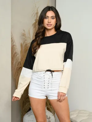 WOMEN'S LONG SLEEVE COLORBLOCK SWEATER
