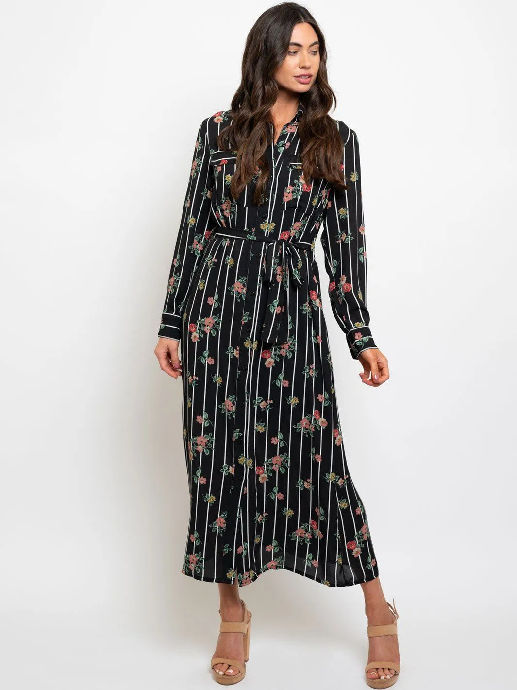 WOMEN'S LONG SLEEVE FLORAL MAXI DRESS