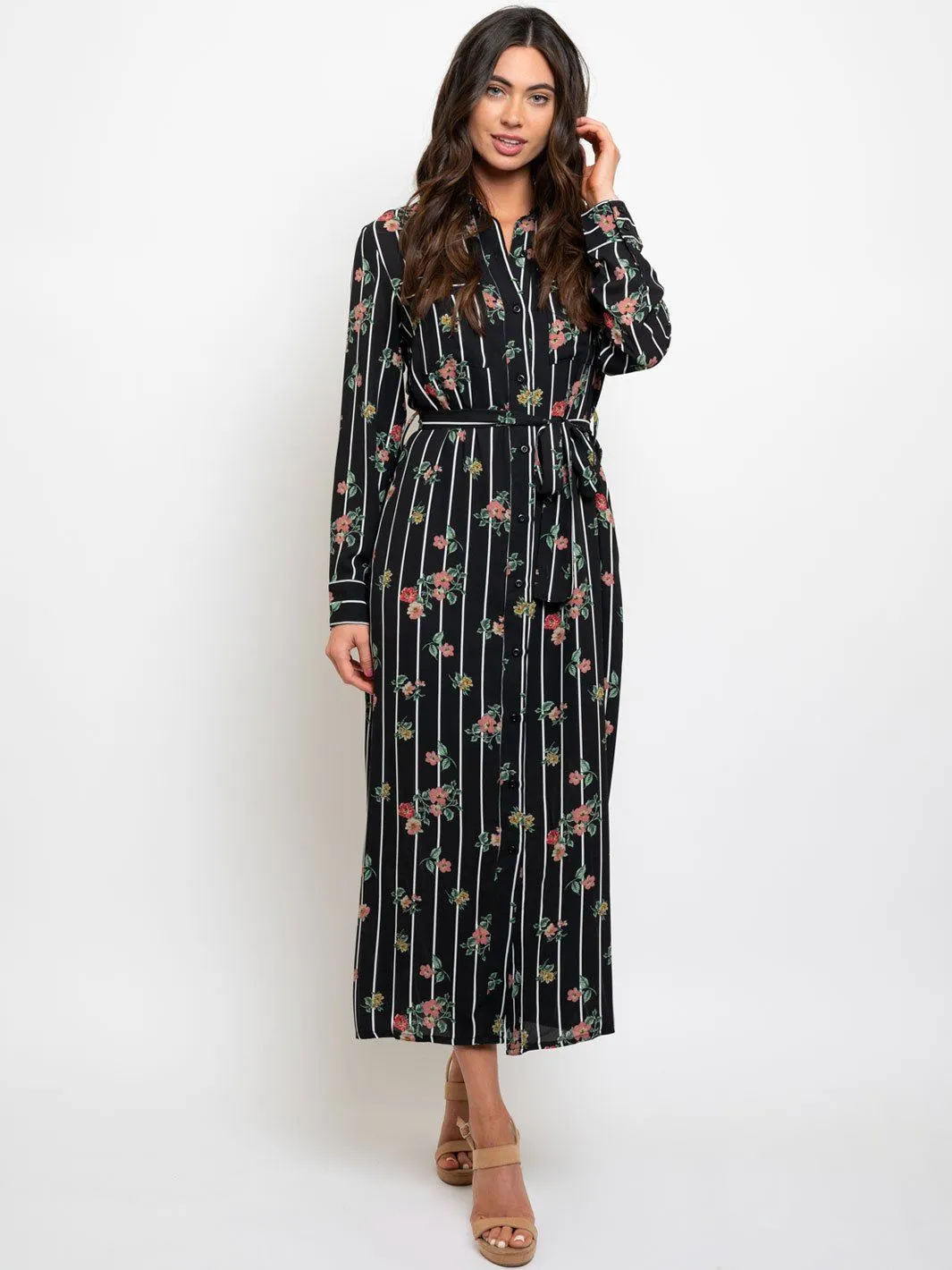 WOMEN'S LONG SLEEVE FLORAL MAXI DRESS