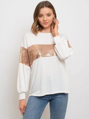 WOMEN'S LONG SLEEVE SEQUIN TOP