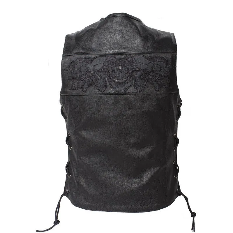 Womens Motorcycle Vest With Reflective Skulls
