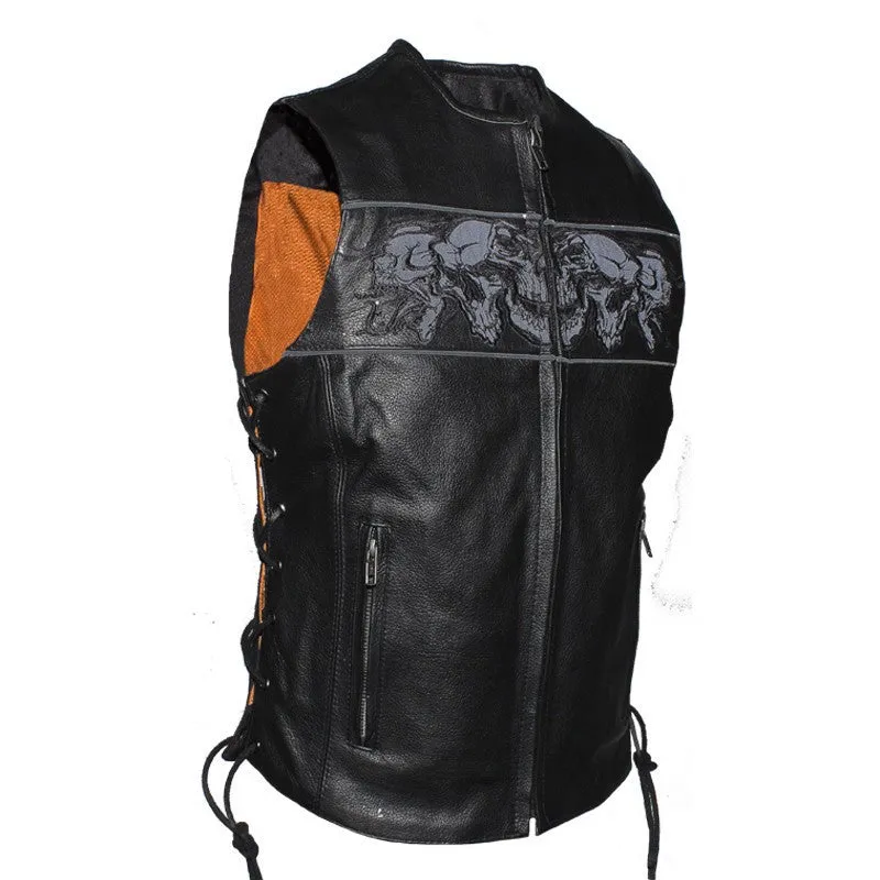 Womens Motorcycle Vest With Reflective Skulls