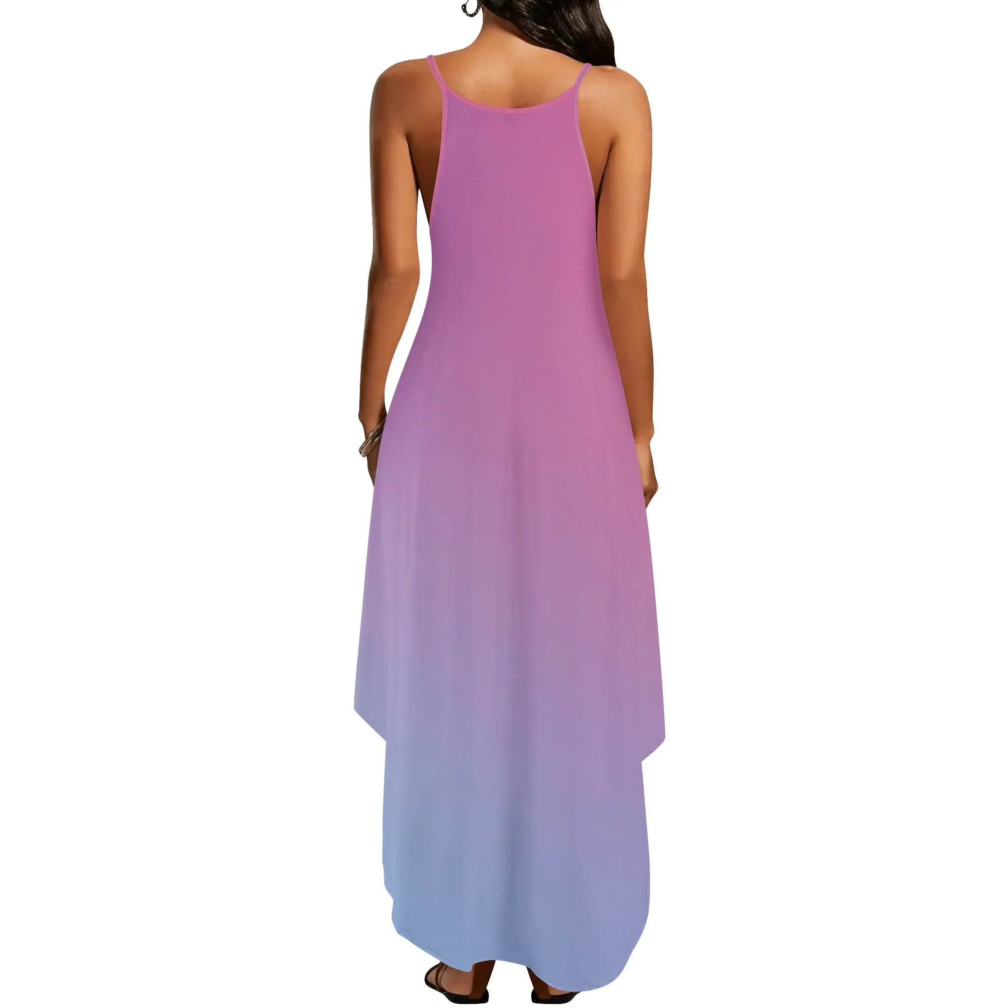 Womens Pink & Purple Color Gradient Elegant Sleeveless Sundress