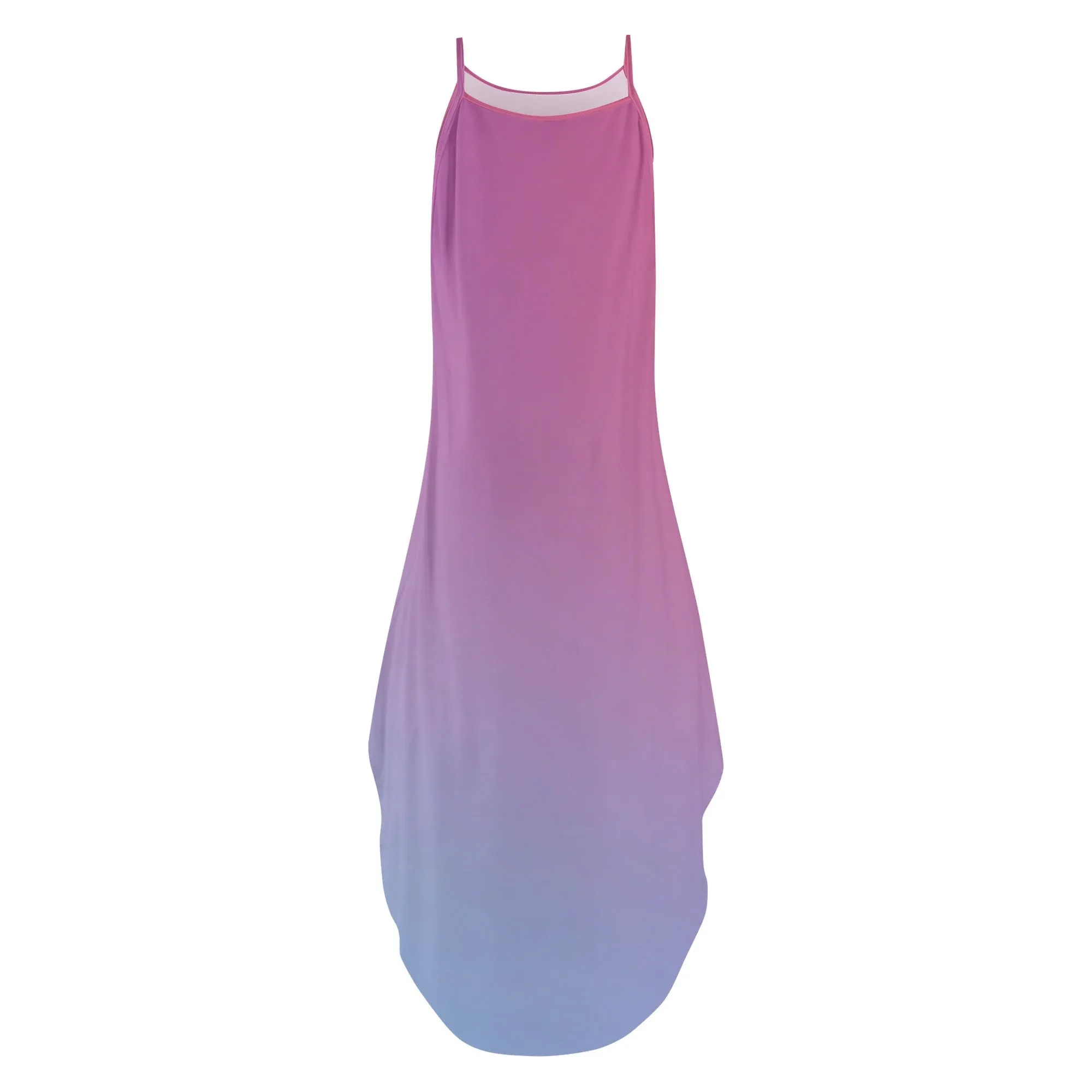 Womens Pink & Purple Color Gradient Elegant Sleeveless Sundress