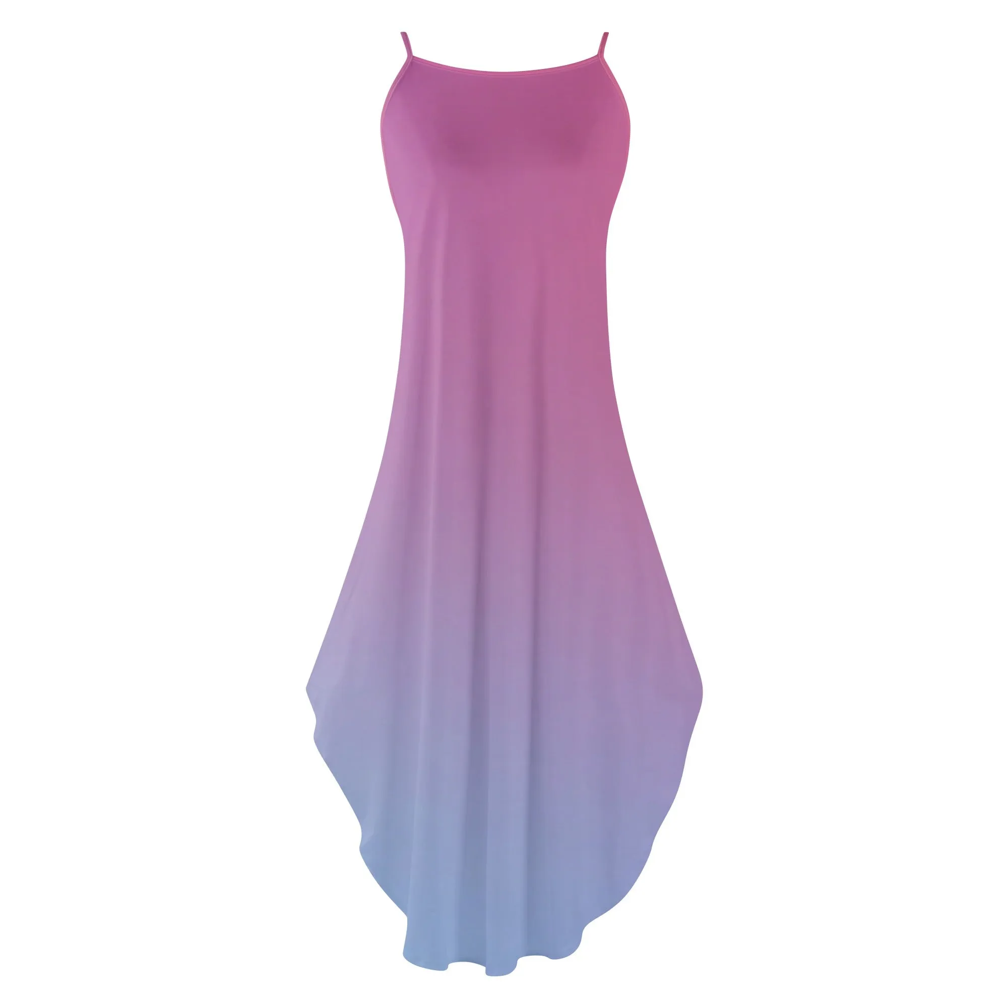 Womens Pink & Purple Color Gradient Elegant Sleeveless Sundress