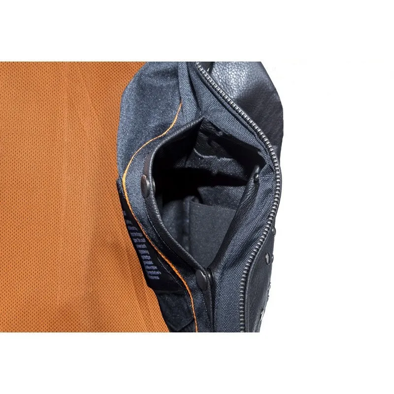 Women's Premium Leather Motorcycle Vest With Studs, Side Laces, and Conceal Carry Pockets