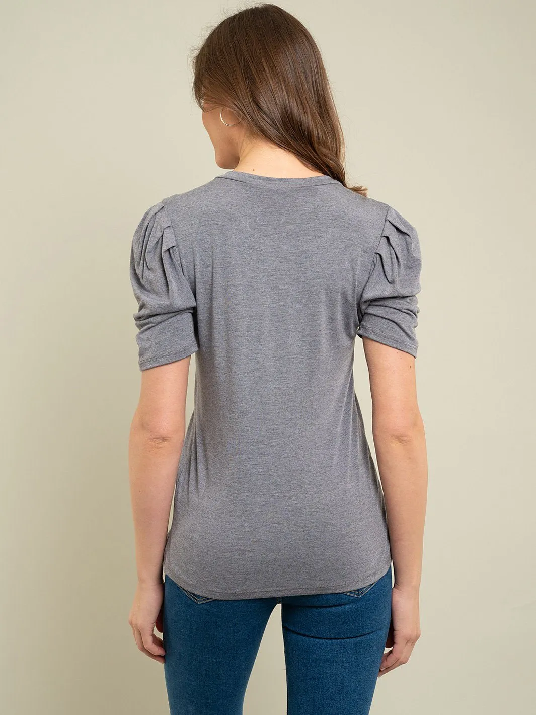 WOMEN'S PUFF SHORT SLEEVE TOP