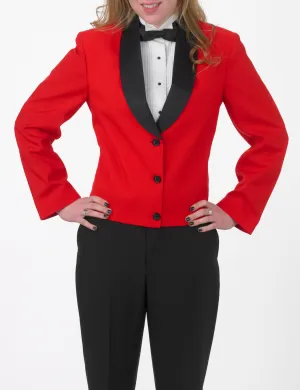 Women's Red Eton Jacket with Black Satin Shawl Lapel