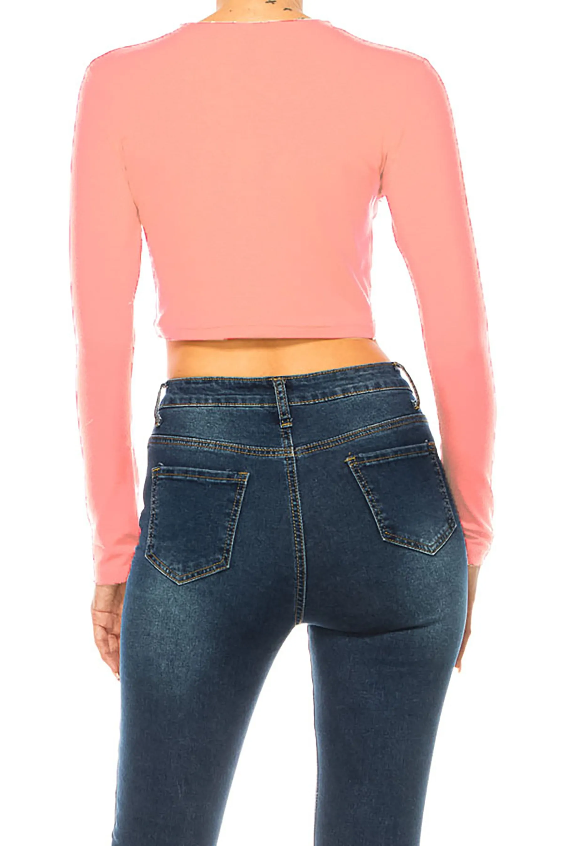 Women's Round Neck Long Sleeve Crop T-Shirt