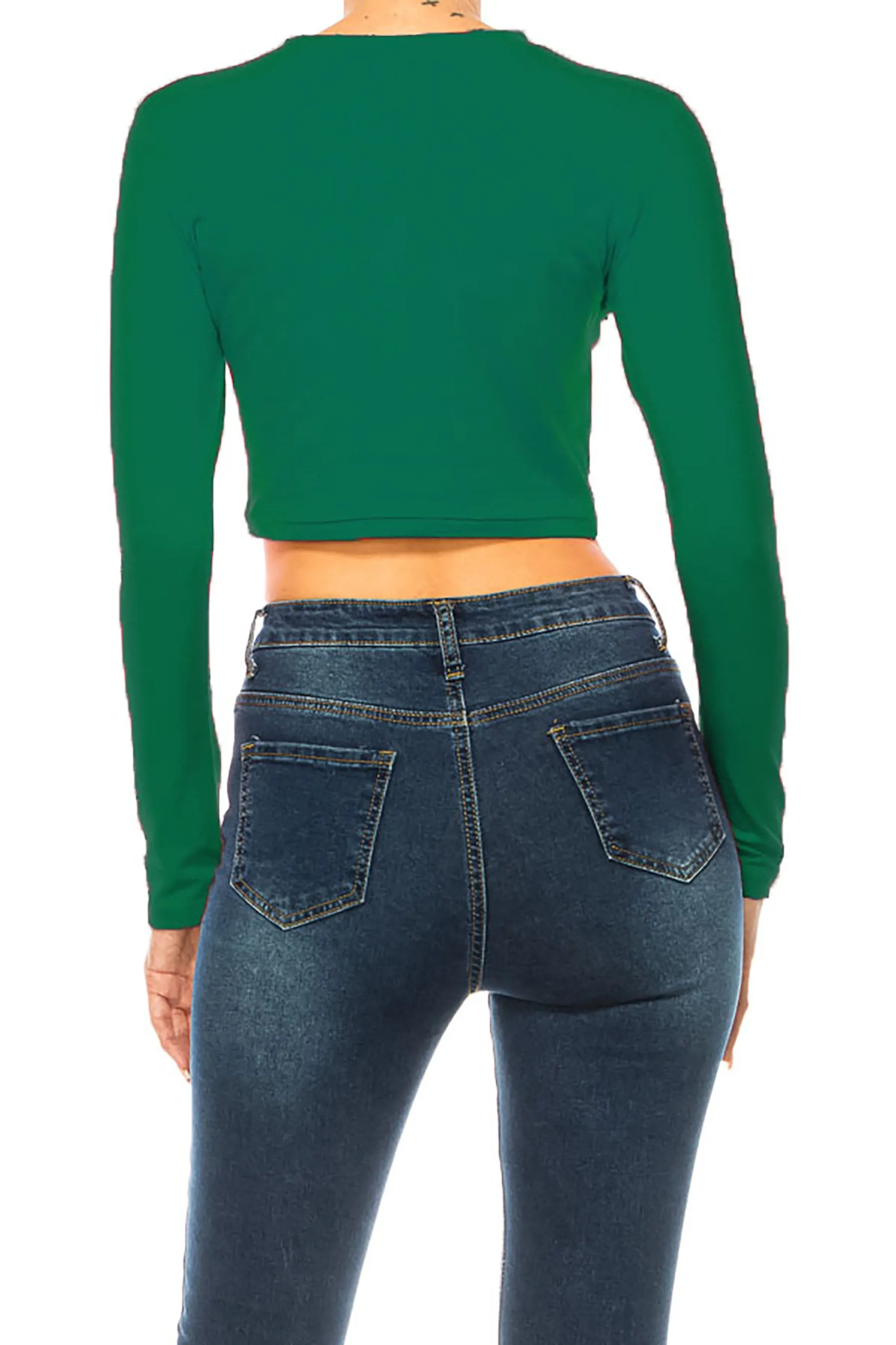 Women's Round Neck Long Sleeve Crop T-Shirt