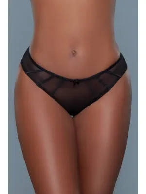 Women's Satin Sheer Mesh Low-Rise Bikini Panty