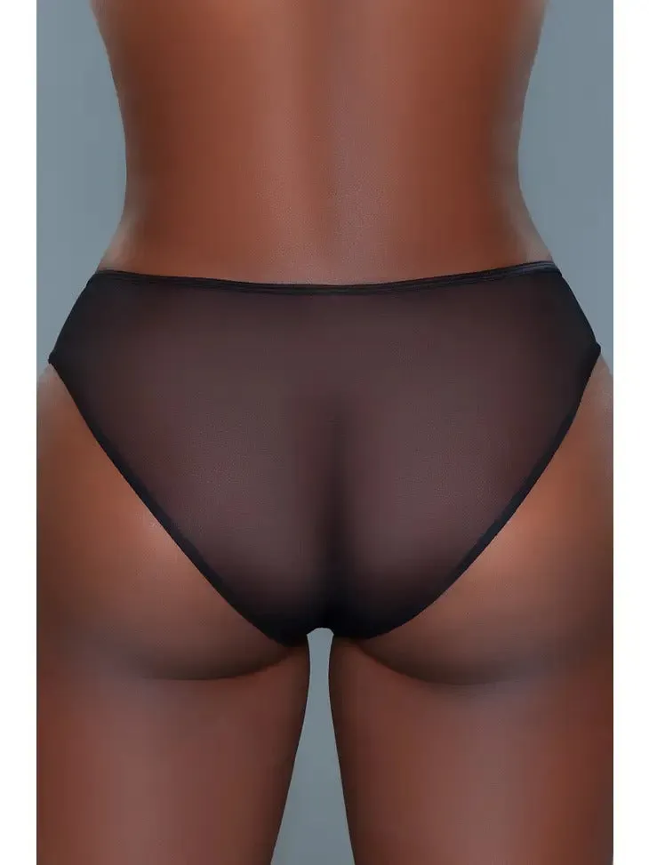 Women's Satin Sheer Mesh Low-Rise Bikini Panty