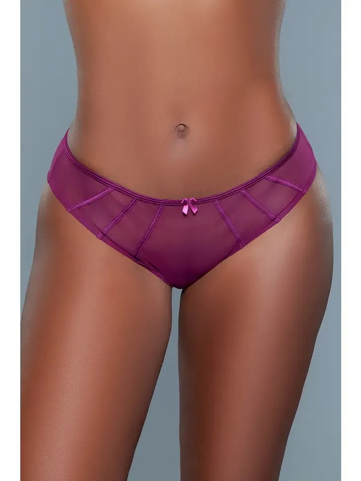 Women's Satin Sheer Mesh Low-Rise Bikini Panty
