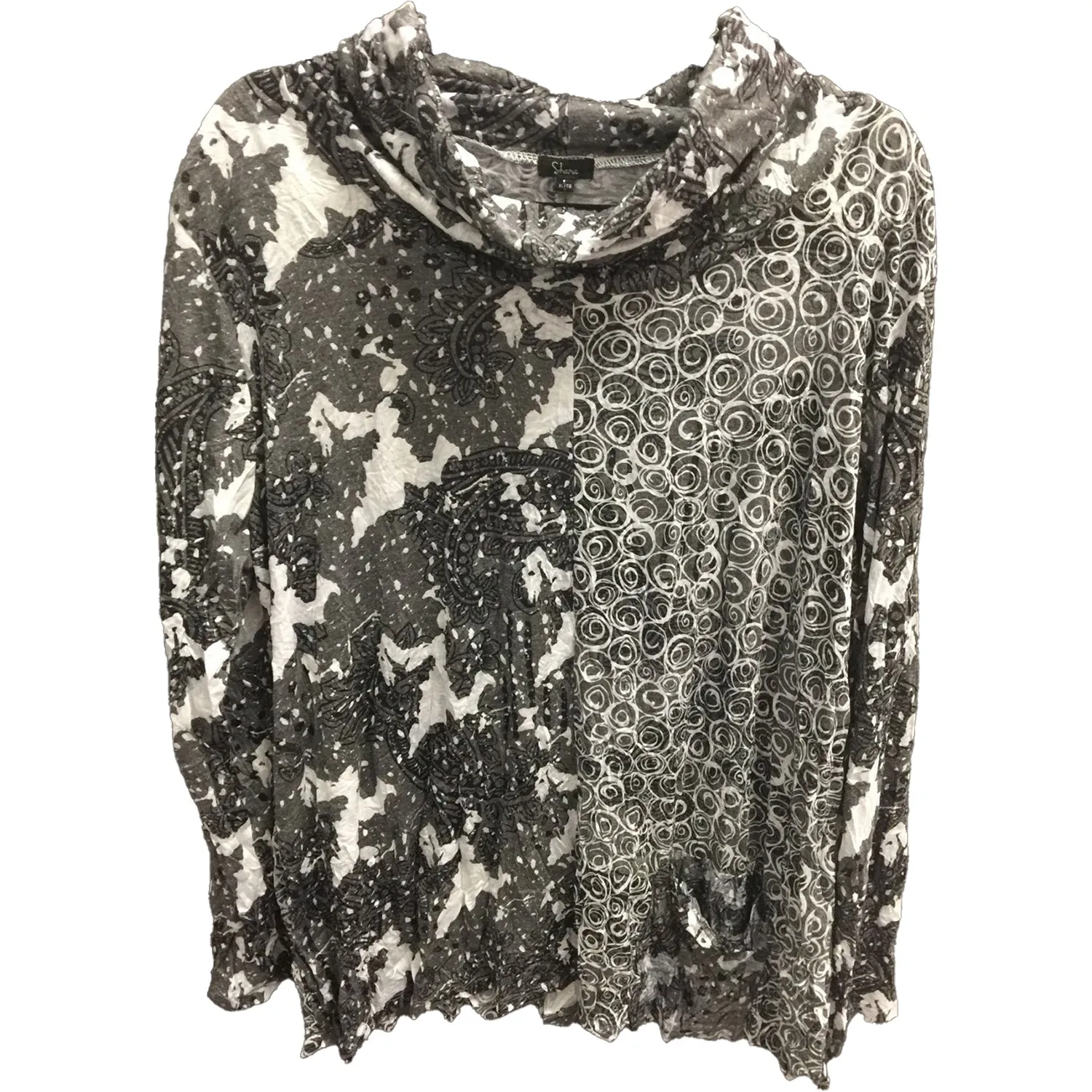 Women's Shana Apparel Crinkle Mix Media Cowl Neck Black