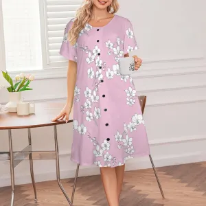 Women's Short Sleeve Button Nightdresses
