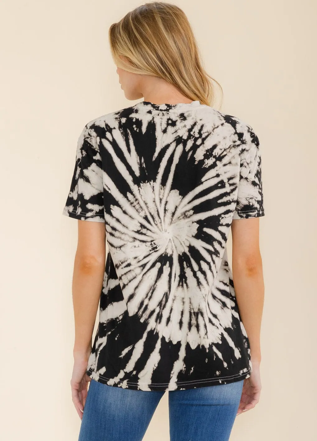 WOMEN'S SHORT SLEEVE GRAPHIC BASIC TIE DYE SHIRT
