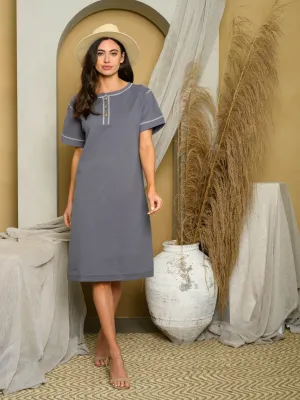 WOMEN'S SHORT SLEEVE MIDI DRESS