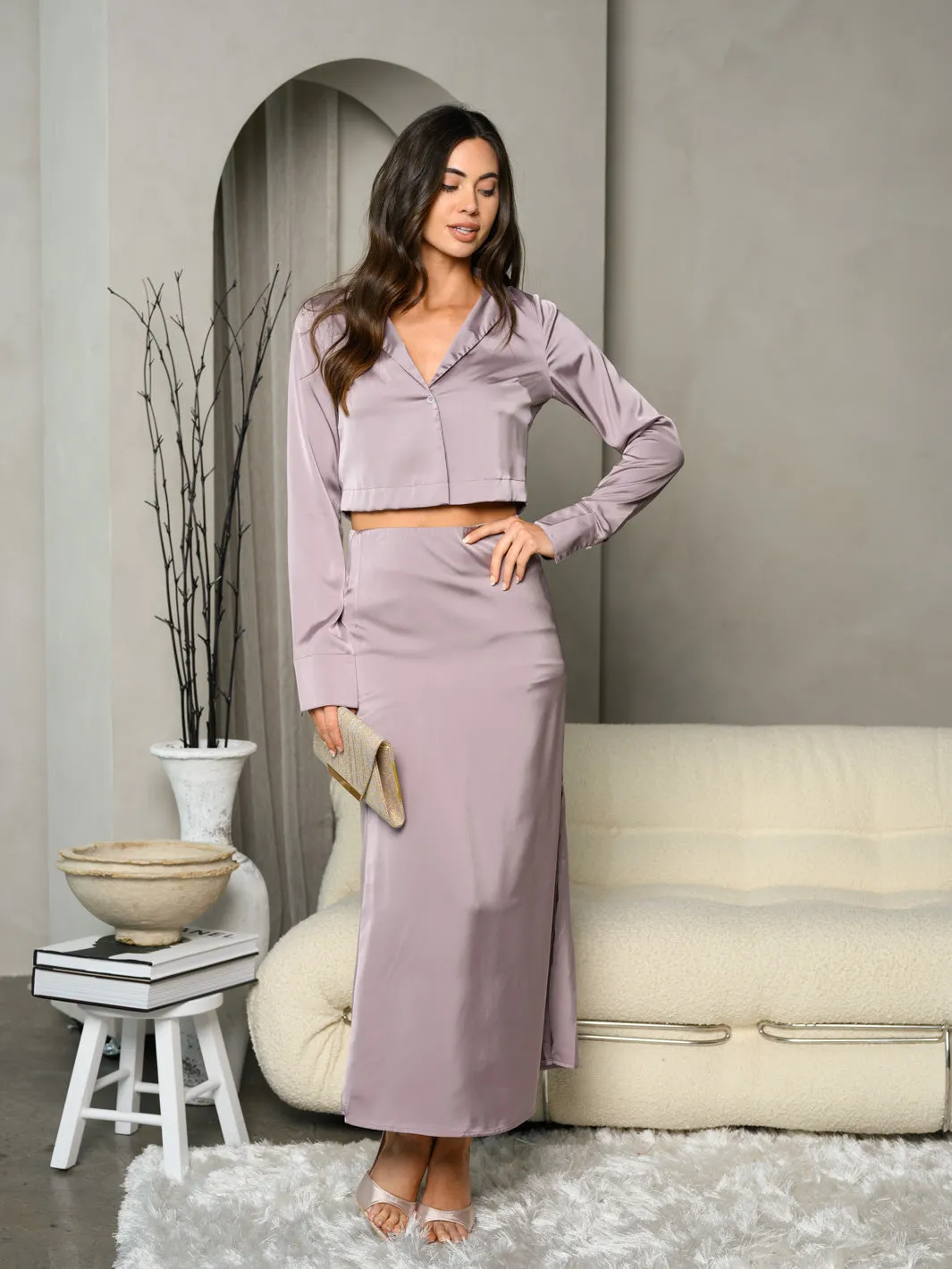 WOMEN'S SILK BODYCON MAXI SKIRT