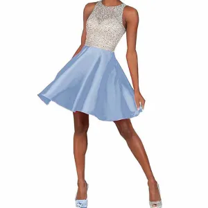 Women's Sleeveless Beaded Short Gala Prom Homecoming Dress