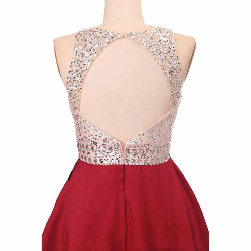 Women's Sleeveless Beaded Short Gala Prom Homecoming Dress
