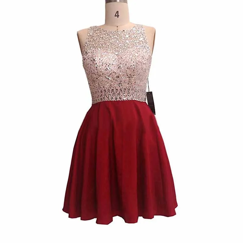 Women's Sleeveless Beaded Short Gala Prom Homecoming Dress