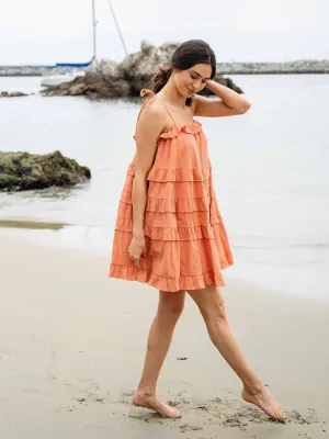 WOMEN'S SLEEVELESS RUFFLE TIERED TUNIC MINI DRESS